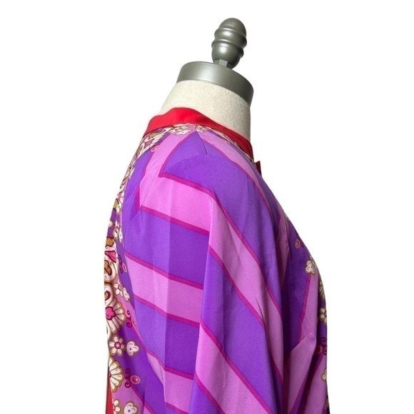 Bob Mackie Wearable Art Bombay Placement Print Long Sleeve Button Front Blouse - Picture 4 of 10